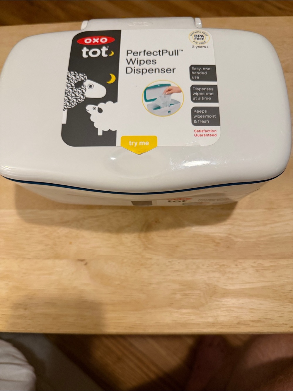 Oxo Tot White Wipes Dispenser with Blue Trim